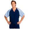 Fashion Seal Healthcare® Unisex Raglan Sleeve Scrub Shirts, Navy/Ciel Blue - Medium