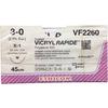Coated VICRYL® RAPIDE – X-1, 1/2 Circle Needle, Sizes 3-0, Length 18 ", Absorbable, Reverse Cutting, 36/Pkg