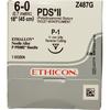 Absorbable Ethicon Sutures Violet Monofilament PDS II P-1 Reverse Cutting 3/8 Circle, Size 6-0, Length 18", 12/Box